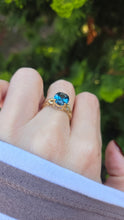 Load image into Gallery viewer, 2130 Vintage: 9ct Gold London Blue Topaz Natural Diamonds Dress Ring