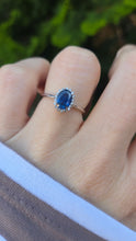 Load image into Gallery viewer, 1886 Vintage: Petite 18ct White Gold  Blue Sapphire 18 Diamonds Dress Ring
