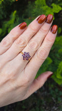 Load image into Gallery viewer, 6186 Vintage: 18ct Gold Rich Red Rubies Cluster Ring-From 1974