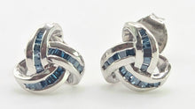 Cargar imagen en el visor de la galería, 0122: Vintage - Silver 925 Blue Diamonds lovers Knot Earrings