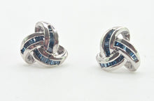 Cargar imagen en el visor de la galería, 0122: Vintage - Silver 925 Blue Diamonds lovers Knot Earrings