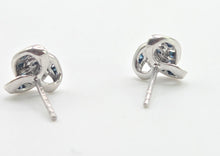 Cargar imagen en el visor de la galería, 0122: Vintage - Silver 925 Blue Diamonds lovers Knot Earrings