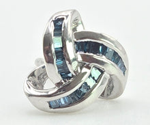 Cargar imagen en el visor de la galería, 0122: Vintage - Silver 925 Blue Diamonds lovers Knot Earrings