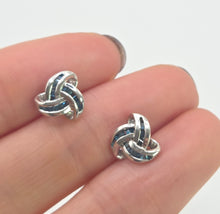 Cargar imagen en el visor de la galería, 0122: Vintage - Silver 925 Blue Diamonds lovers Knot Earrings