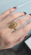 Load image into Gallery viewer, 2547: 9ct Gold 15 Yellow Citrines Art Deco Style Sunburst Ring