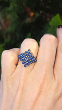Load image into Gallery viewer, 6263 Vintage:  9ct Gold French Blue Sapphires Geometric Cluster Ring