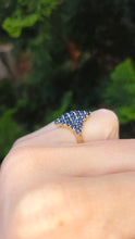 Load image into Gallery viewer, 6263 Vintage:  9ct Gold French Blue Sapphires Geometric Cluster Ring