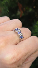 Load image into Gallery viewer, Vintage: 18ct White Gold Violet Blue Tanzanites Natural Diamonds Half-Hoop Ring