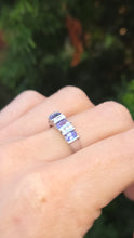 Load image into Gallery viewer, Vintage: 18ct White Gold Violet Blue Tanzanites Natural Diamonds Half-Hoop Ring