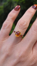 Load image into Gallery viewer, 2241 Vintage: 9ct Gold Bezel Set Orange Citrines Trilogy Ring