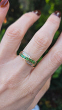 Load image into Gallery viewer, 6238 Vintage: 9ct Gold Green Diopsides Diamonds Dress/Stacker Ring