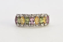 Load image into Gallery viewer, 2226: Vintage 9ct White goldGold Coloured Sapphires Diamonds Dress Ring