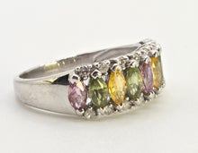 Load image into Gallery viewer, 2226: Vintage 9ct White goldGold Coloured Sapphires Diamonds Dress Ring