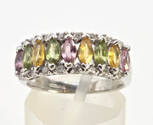 Load image into Gallery viewer, 2226: Vintage 9ct White goldGold Coloured Sapphires Diamonds Dress Ring