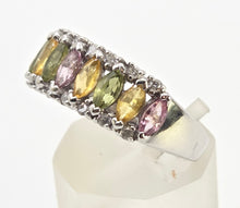 Load image into Gallery viewer, 2226: Vintage 9ct White goldGold Coloured Sapphires Diamonds Dress Ring