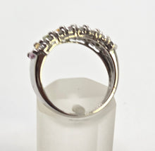 Load image into Gallery viewer, 2226: Vintage 9ct White goldGold Coloured Sapphires Diamonds Dress Ring