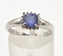 Load image into Gallery viewer, 2293 :18ct White Gold Violet Blue Tanzanite 16 Sparkling Diamonds Ring