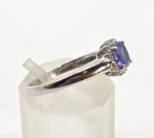 Load image into Gallery viewer, 2293 :18ct White Gold Violet Blue Tanzanite 16 Sparkling Diamonds Ring