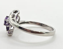 Load image into Gallery viewer, 2414: Vintage: 9ct White Gold Lilac Amethysts Bypass Ring