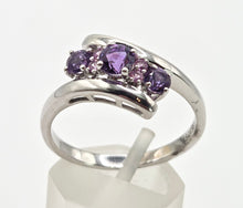 Load image into Gallery viewer, 2414: Vintage: 9ct White Gold Lilac Amethysts Bypass Ring