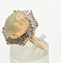 Load image into Gallery viewer, 1964: Vintage: 14ct Gold Welo Opal (3.93ct) Diamonds (1.28ct) Ring