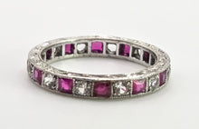 Load image into Gallery viewer, 2569: Vintage & Rare 9ct White Gold Rubies Spinels Full Eternity Ring- From 1963