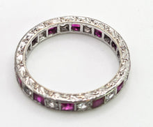 Load image into Gallery viewer, 2569: Vintage & Rare 9ct White Gold Rubies Spinels Full Eternity Ring- From 1963