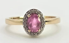 Load image into Gallery viewer, 2587: Vintage: 9ct Gold Padparadscha & White Sapphires Dress Ring