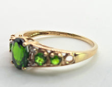 Load image into Gallery viewer, 2600: Vintage 9ct Gold Green Garnets Diamonds Dress Ring