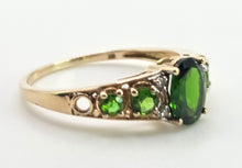 Load image into Gallery viewer, 2600: Vintage 9ct Gold Green Garnets Diamonds Dress Ring