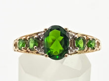 Load image into Gallery viewer, 2600: Vintage 9ct Gold Green Garnets Diamonds Dress Ring