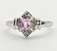 Load image into Gallery viewer, 6428- Vintage 9ct White Gold Pink Sapphire 10 Natural Sparkling Diamonds Dress Ring