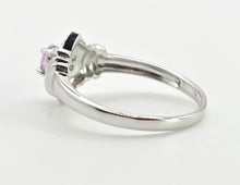 Load image into Gallery viewer, 6428- Vintage 9ct White Gold Pink Sapphire 10 Natural Sparkling Diamonds Dress Ring