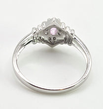 Load image into Gallery viewer, 6428- Vintage 9ct White Gold Pink Sapphire 10 Natural Sparkling Diamonds Dress Ring