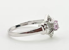 Load image into Gallery viewer, 6428- Vintage 9ct White Gold Pink Sapphire 10 Natural Sparkling Diamonds Dress Ring