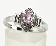 Load image into Gallery viewer, 6428- Vintage 9ct White Gold Pink Sapphire 10 Natural Sparkling Diamonds Dress Ring