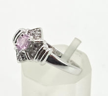 Load image into Gallery viewer, 6428- Vintage 9ct White Gold Pink Sapphire 10 Natural Sparkling Diamonds Dress Ring
