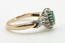 Load image into Gallery viewer, 0617: Vintage: 9ct Gold Art Deco Style Emerald 18 Diamonds Cluster Ring