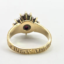 Load image into Gallery viewer, 0628: Vintage 18ct Gold Rubies Diamonds Geometric Set Ring - From 1977