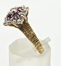 Load image into Gallery viewer, 0628: Vintage 18ct Gold Rubies Diamonds Geometric Set Ring - From 1977
