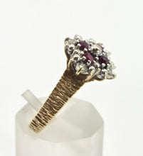 Load image into Gallery viewer, 0628: Vintage 18ct Gold Rubies Diamonds Geometric Set Ring - From 1977