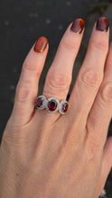 Load image into Gallery viewer, 6345  Vintage: 9ct Gold Garnets Diamonds Trilogy Ring