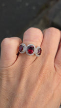 Load image into Gallery viewer, 6345  Vintage: 9ct Gold Garnets Diamonds Trilogy Ring