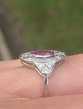 Load image into Gallery viewer, 2479: Rare Platinum Pink Sapphire 20 Diamonds Art Deco Style Cluster Ring