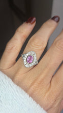 Load image into Gallery viewer, 2479: Rare Platinum Pink Sapphire 20 Diamonds Art Deco Style Cluster Ring