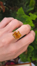 Load image into Gallery viewer, 2430 Vintage: Rare 9ct Gold Large Square Cut Yellow Citrine (12ct) Statement Ring