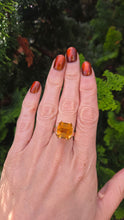 Load image into Gallery viewer, 2430 Vintage: Rare 9ct Gold Large Square Cut Yellow Citrine (12ct) Statement Ring
