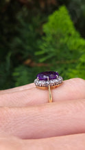 Load image into Gallery viewer, 6284 Vintage: 18ct Gold Vibrant Lilac Amethyst 16 Diamonds Dress Ring