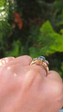 Load image into Gallery viewer, 6283 Vintage; Statement 9ct Gold 7 Swiss Blue Topaz Cocktail Ring
