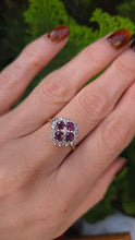 Load image into Gallery viewer, 6297 Vintage: 18ct Gold Rubies Diamonds Geometric Set Cocktail Ring- From 1977